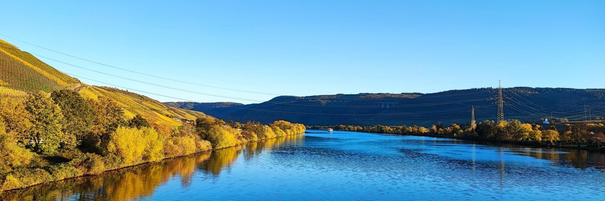Mosel mit Uferzonen Bild zeigt die Mosel mit Ausschnitt der Uferflächen auf der rechten und linken Seite